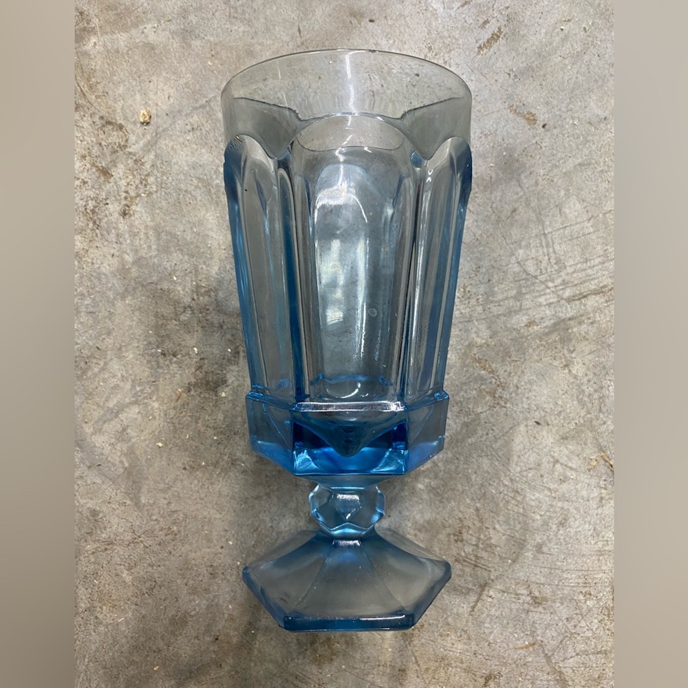 Fostoria VIRGINIA Light Blue Iced Tea Footed Glass Goblets set 8